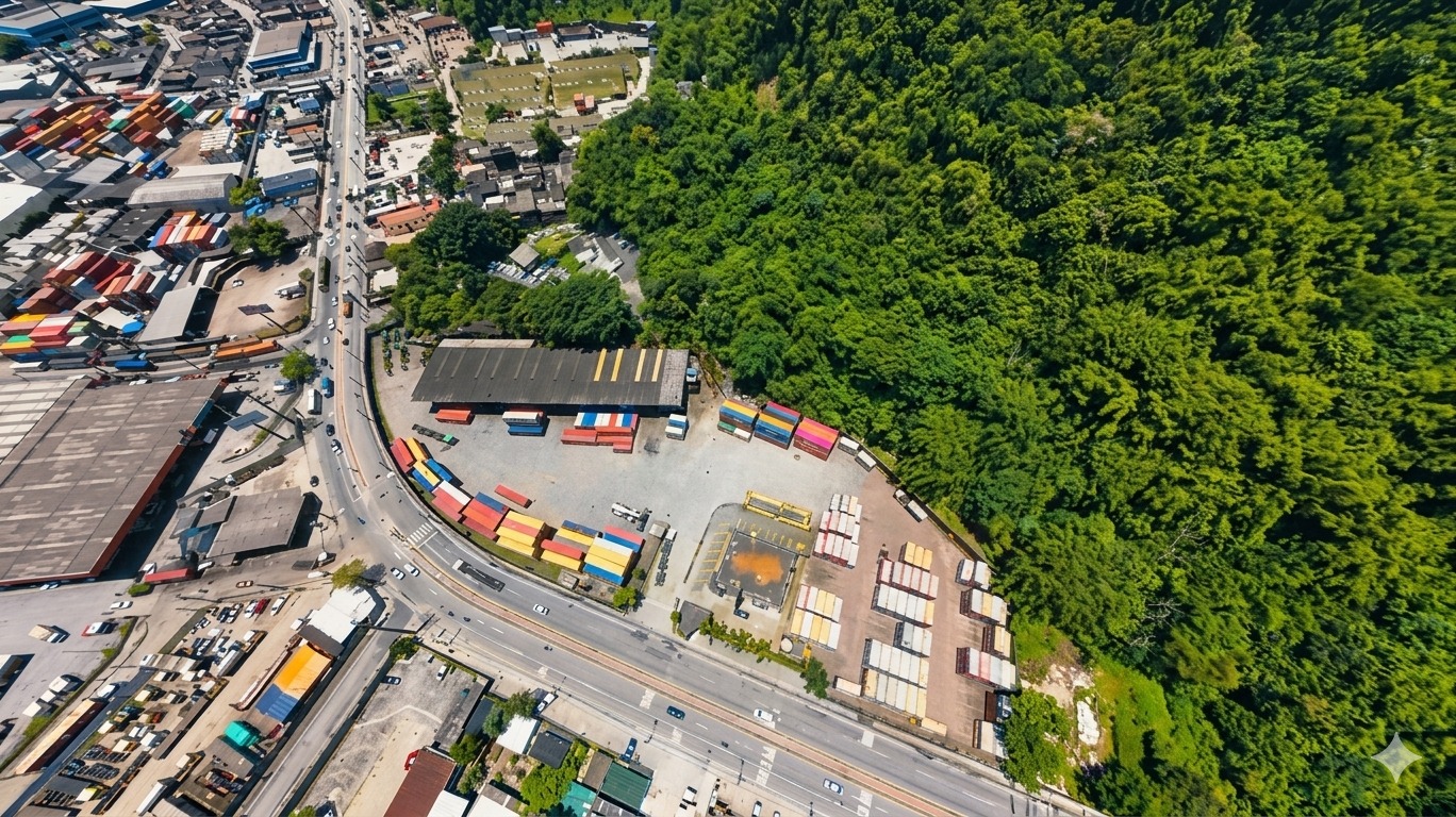 Vista aérea da Estrada Transportes